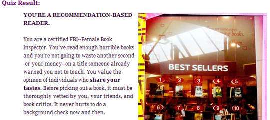 reader profile quiz result