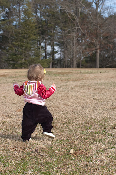 Sam LOVED running around the Monastery.