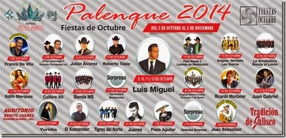 Palenque Fiestas octubre 2014 todas las fechas programadas Palenque Fiestas octubre 2014 todas las fechas programadas