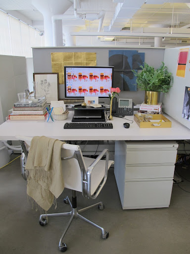 Our offices can get chilly from the A.C. -- so I keep my favorite worn-in shawl at the ready.
