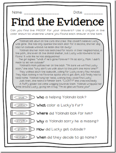 Citing Textual Evidence Worksheet