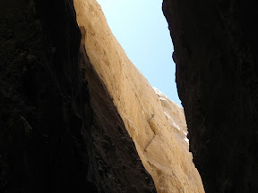 Looking up from inside the slot canyon