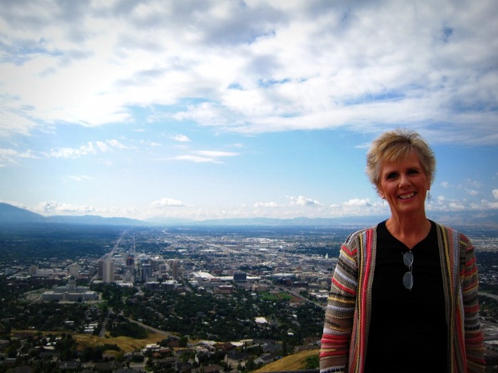 Mom and the view from Ensign Peak in SLC