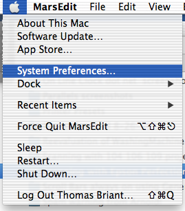 Apple Menu with System Preferences