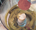 Yes, it's green with the avocado in. Don't worry, it will be rich brown with the cocoa (and no one need know...). Yes, it's green with the avocado in. Don't worry, it will be rich brown with the cocoa (and no one need know...).
