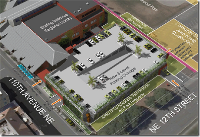 Bellevue Library parking garage structure (click for larger image)