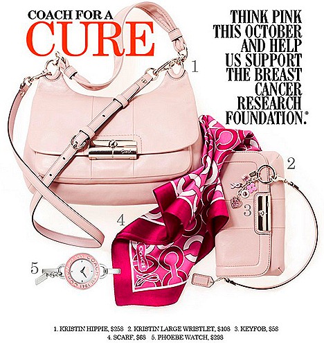 Coach supports breast cancer research foundation awareness month Think Pink Collection