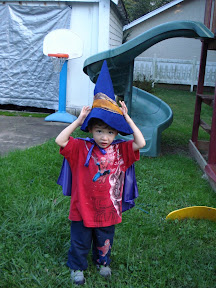 Eidan with his wizard hat and cape