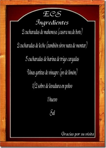 Pizarra ingredientes ECS Pizarra ingredientes ECS