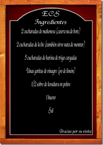 Pizarra ingredientes ECS