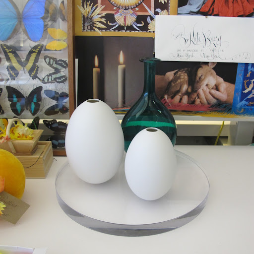 Nature is such a huge part of my work. I usually have flowers in these egg vases from Ted Muehling.