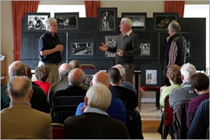 From left, Rikki O'Neill FRPS, Sandy Cleland FRPS and Leo Palmer FRPS discuss John Cogan's ideas for an ARPS panel of work. Picture Tony G.jpg