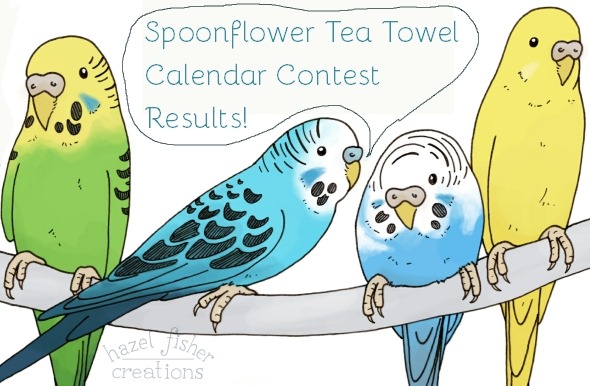 2014 November 10 spoonflower contest teatowel calendar contest results budgie illustration hazel fisher creations 1 2014 November 10 spoonflower contest teatowel calendar contest results budgie illustration hazel fisher creations 1