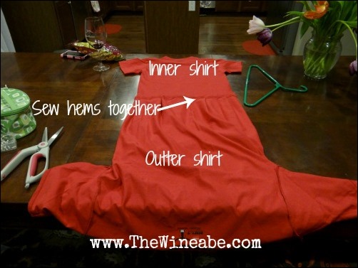 sew shirts together tomato costume