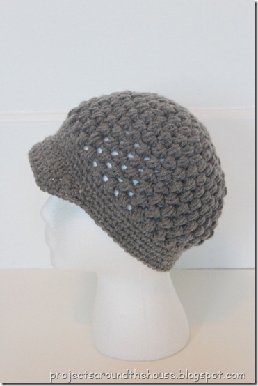 Crochet Puff Stitch Newsboy Pattern beanie brim free