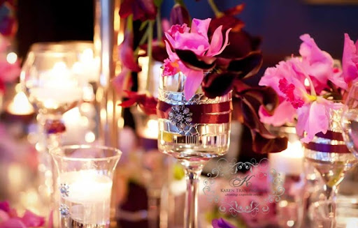 red purple white bling outdoor wedding
