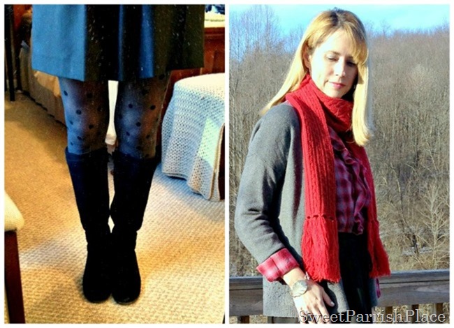 polka dotted tights outfit
