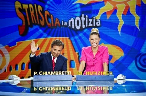 Michelle Hunziker e Piero Chiambretti a Striscia la notizia