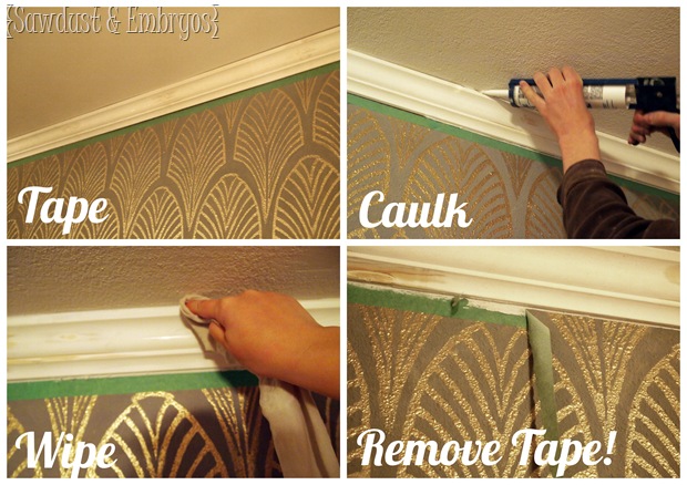Caulking Crown Molding {Sawdust and Embryos}