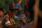 Kayapo men smoking a pipe after the occupation