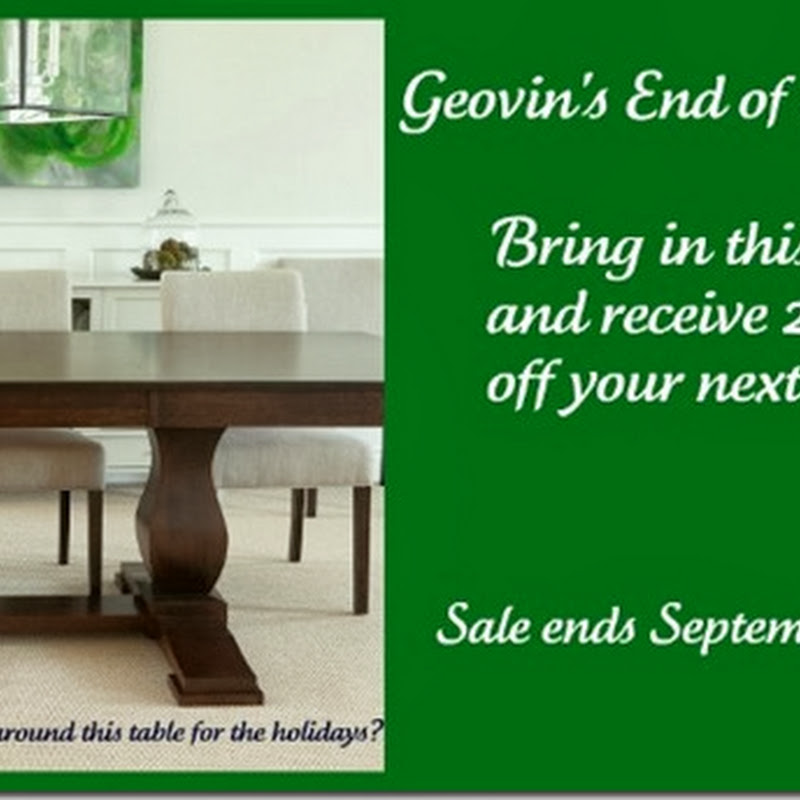 Sponsor News: Geovin’s End of Summer Sale