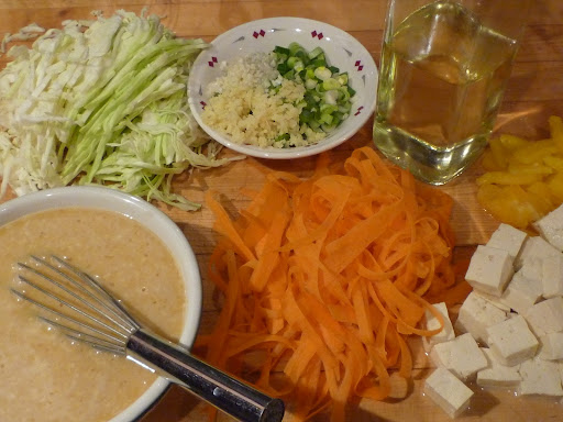 All the ingredients for okonomiyaki.