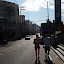 walking down the street in the unknown place