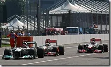 Schumcher, Hamilton e Button nel gran premio d'Italia 2011