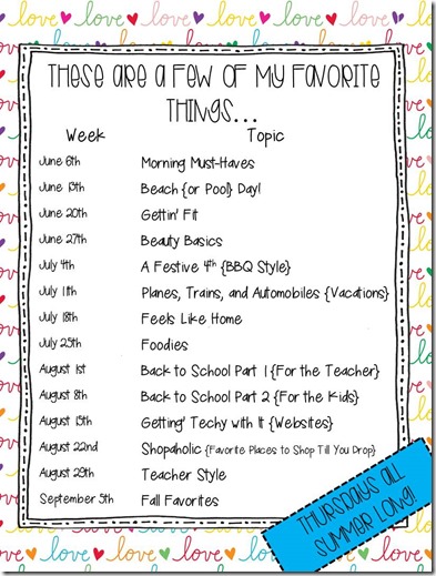 Favorite Things Linky Schedule