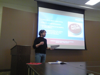 One of the representatives for ID Action addresses the audience