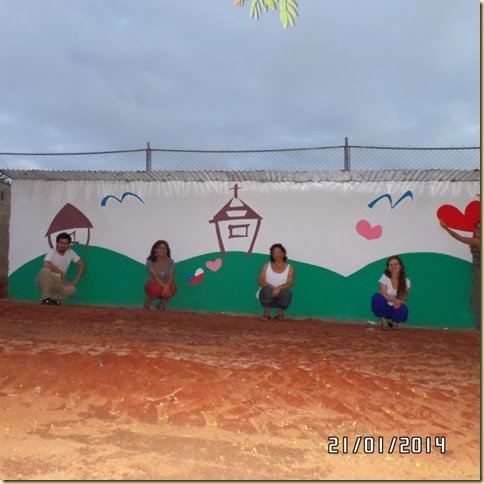 Mural pintado para as crianças