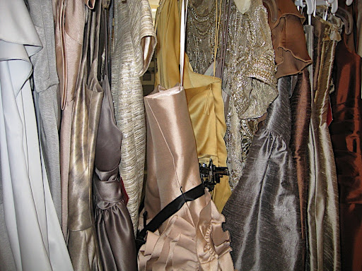 Sherri found all of these shimmery stunners for us to work with for our bridesmaid dress shot. One of my faves is the gold one in the middle from Marchesa.