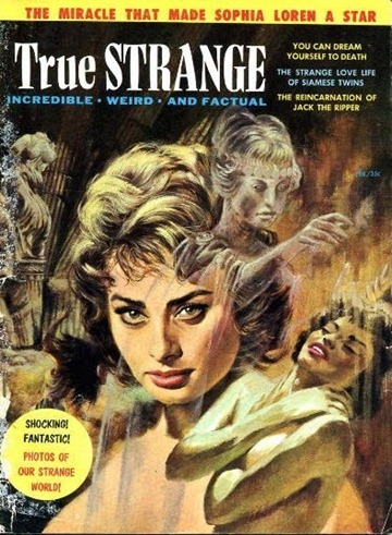 True Strange, February 1958.  Cover art by Thomas Beecham-8x6