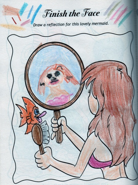 Mermaid Reflection coloring book page