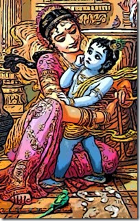 [Krishna being tied to a mortar]