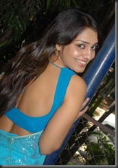 Nikitha Hot in Blue _Saree