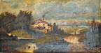 Landsbygd art nr. 10065. Mått ink ram. 46x27. Olja på duk. Signerad