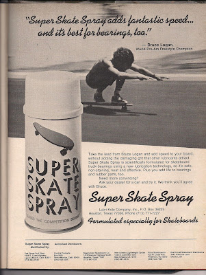 Remember this one Bruce promoting Skate Spray for loose ball bearing wheels