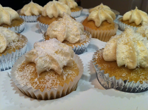 Frosted and dusted with coconut