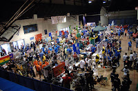 An arial view of the pits