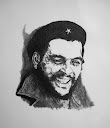Che Laughing, charcoal on paper 10 X16