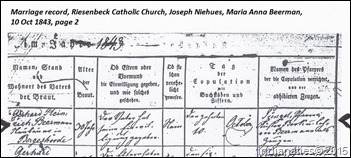 Niehues Beerman Marriage Record, 1843