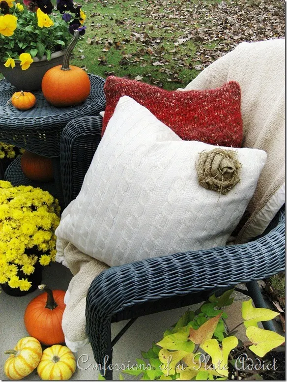 Confessions of a Plate Addict's Sweater Pillows and Burlap Rose Tutorial