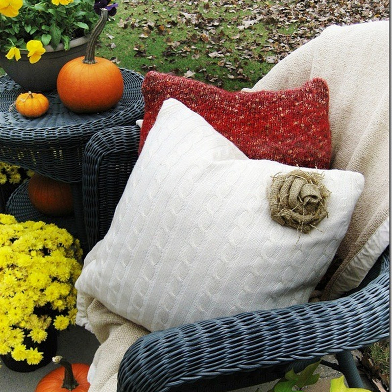 Getting Cozy...Sweater Pillows and a Burlap Rose Tutorial