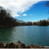 Une vue du bel étang du parc de la tête d'or, en plein coeur de la ville.