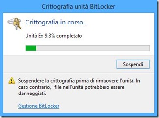 BitLocker Crittografia in corso BitLocker Crittografia in corso