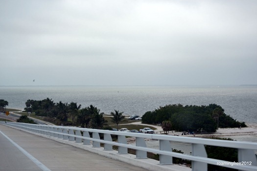 Park along the causeway