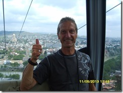 Thumbs up for the cable car in Tbilisi