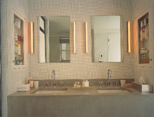 Not a single tile was cut in the construction of the master bathroom.