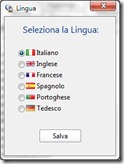 Schermata selezione lingua